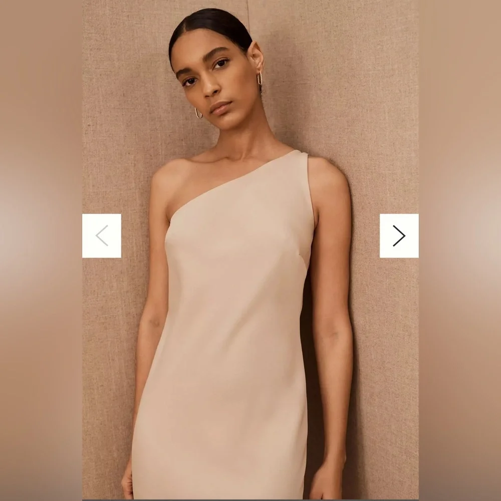 BHLDN Audrie One-Shoulder Midi Dress Size 6 in Oyster